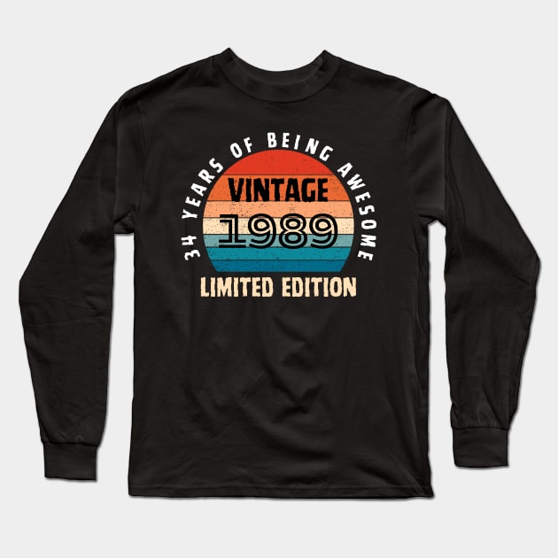 1989 Vintage  Limited Edition Long Sleeve T-Shirt by Syntax Wear